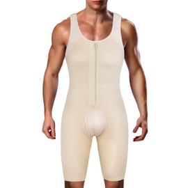 RIBIKA Men’s Bodysuit Abdomen Control Shapewear Legs Compression Body Shaper Short Back support Underwear