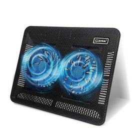 Almohadilla de refrigeración para laptop, portátil, delgada, silenciosa, con 2 ventiladores LED azules, alimentado por USB, ángulo ajustable, se adapt