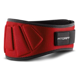 Fitgriff® Weight Lifting Belt V1, Fitness Belt for Bodybuilding, Weight Lifting, Crossfit Training, for Women and Men, red