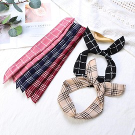 ONEYE, Wire Headbands for Women Twist Bow Hairbands Fashion Check Bunny Ears Headwraps Hair Accessories for Workout Yoga Running Soccer Sports Pack of 8, 8 Count (Pack of 1)