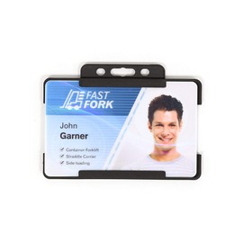 100 x Black BioBadge Landscape ID Card Holders Open-Faced for ID Cards
