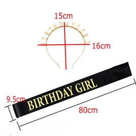 JZK Birthday Girl Decorations Set, Birthday Girl Sash, Birthday Girl Headband Gold, Happy Birthday Head Band Party Favour Decorations for Girls Women Party Decoration Supplies