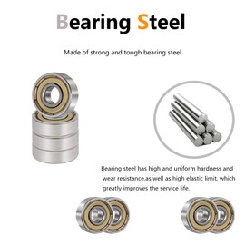QinDa IND 608ZZ Ball Bearing (8mmx22mmx7mm) Double Shielded 608-2Z Deep Groove Bearings，Pre-Lubricated, Bearing Steel 4 PCS