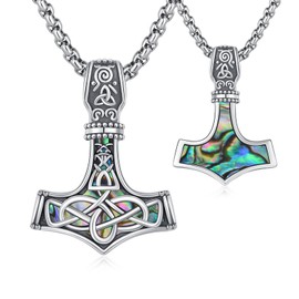 REDSUN Viking Thor's Hammer Necklace 925 Sterling Silver Thors/Arrowhead/Anchor/Hammer Pendant Celtic Pendant Amulet Jewellery for Men Son Boys Women Men Unisex, Sterling Silver