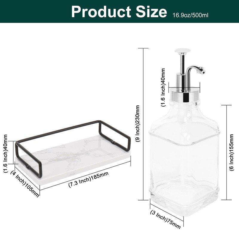 BathAce Coffee Syrup Dispenser for Coffee Bar, Clear Glass Syrup