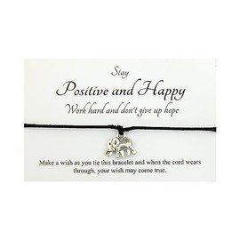 Lucor Positive Thinking Gift | Inspirational Strength Gift | Best Friend Friendship Gift | Elephant Wish String Bracelet | Birthday Christmas Gifts(Pink)
