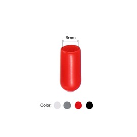QUARKZMAN Pack of 100 Rubber End Caps 6 mm (1/4 Inch) ID Protection Devices for Screw Thread PVC Vinyl Round Tube Bolt Cap Cover Black Red Grey Clear