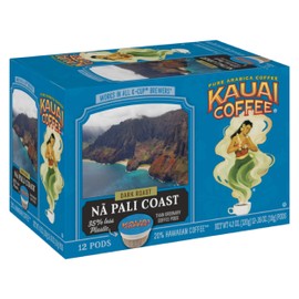 Kauai Coffee Single-Serve Pods, Na Pali Coast Dark Roast - Arabica Coffee from Hawaii’s Largest Coffee Grower, Compatible with Keurig K-Cup Brewers, 12 Count (Pack of 6)