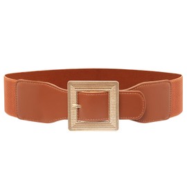 JASGOOD Women Dress Waist Belt Stretchy Elastic Vintage Belts for Dress Santa Belt with Metal Buckle