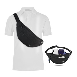 HiRui Large Crossbody Fanny Pack for Men Women Waist Bag Pack with 4-Zipper Pockets Phone Bag Fits All Phones Wallet Keys, Casual Hands-Free Waist Pack for Travel Workout Running (Black)