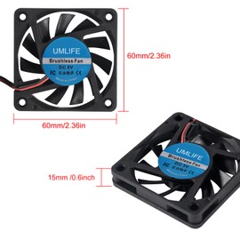 4PACK DC 60mm USB Fan 5V 6015 Brushless Cooling Fan 60mmx15mm 5V USB for PC Computer Case Cooler Raspberry Pi Radiator Ventilation