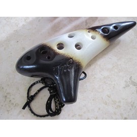 Ceramic Ocarina - Black & White (Panda) w. Crackle Soprano G Key