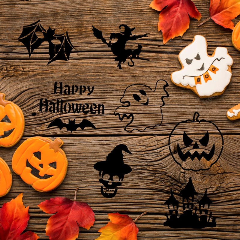 OOTSR 48 PCS Halloween Painting Stencils for Craft Reusable, Drawing