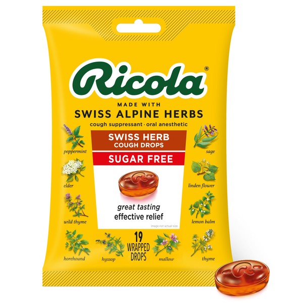 Ricola Sugar Free Original Herb Cough Drops, 19 Count (Pack