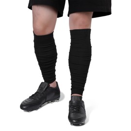 Century Star Mangas de pierna para hombre, manga de compresión de pantorrilla para hombre, calentadores de piernas para hombre, calcetines fruncidos, placa trasera de fútbol, Negro -, Medium