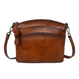 HESHE Leather Crossbody Bags for Women Vintage Satchel Bags Leather Purses and Handbags Small Shoulder Handbags Sling Pocket Bag Hobo Purse Designer Travel Bags (Brown)