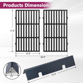 Hiorucet 7635 Flavorizer Bars 7637 Cooking Grates for Weber Spirit 200 & Spirit II 200 Series, E-210, E-215, S-210, S-215, S-220, E-220, Weber GS4 Grill Parts with Front Mount Control