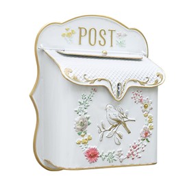 Zokyntrix Wall Mount Mailboxes for Outside Vintage Mail Boxes for House Outside Metal Door Mailbox Drop Box Antique Style Nostalgic Charm Home Decorative, White