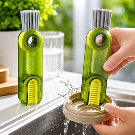 3-in-1 Cup Cleaning Brush for Lids & Gaps – Rotating Multi-Brush Design for Bottles, Tumblers & Drinkware