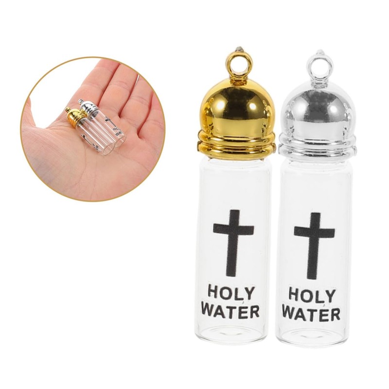 NOLITOY 2PCS Holy Water Bottles Baptism Containers with Cross Design