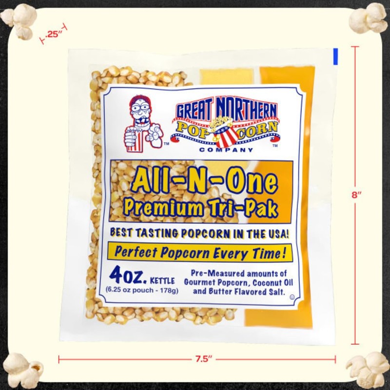 4oz Popcorn Machine Popcorn Packets - All-in-One Movie Theater Style