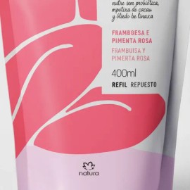 Repuesto De Crema Hidratante Corporal Frambuesa y Pimienta Rosa Natura Tododia 400 Ml Para todo tipo de piel                                          