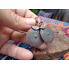 Grooved copper patina circles: small earrings