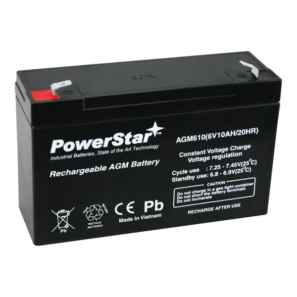 PowerStar AGM610 6V 10Ah SLA Battery – Replacement for Moultrie