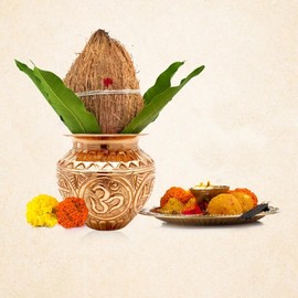 Kalash for Puja Kalasam for Pooja - Copper Kalash for Wedding Purpose Lota for Puja Pot - Hand Engraved Pooja Lota - [ 3.5 inch, Size -Small ] Puja Items, Vessel Hashcart®