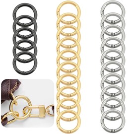 VitalBloom Round Carabiners, 0.8 x 0.5 inches (20 x 13 mm), Set of 25, 3 Colors (10 Gold + 10 Silver + 5 Gunmetal), Keychain, Ring, Keyring Clip, Repair DIY Material, Stylish, Outdoor, Lightweight