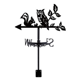 SUPERDANT Owl and Squirre Weather Vane Owl on Branch Weather Vanes for Sheds Squirre Wind Vanes Metal Weathervanes Black Wind Direction Indicator for Roof Garden Shed Farm Backyard Gazebo Barn