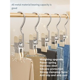 10/30/50Pcs Space-Saving Clothespin, Upgrade Double Head Clamp Dipped Hanger for Closet Hooks Garment Clip Hat Pants Storage Hanging Travel Hook (White, 50PCS)