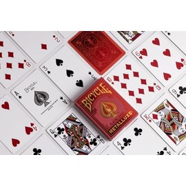 Bicycle - Juego de Cartas Rojas Metalluxe, Acabado Laminado metálico y prémium, tamaño póker