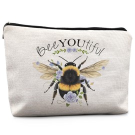 Absnfatu Bee Gifts for Bee Lovers Small Makeup Bag, Bee Gifts for Women, Honey Bee Gifts Cosmetic Bags for Women, Bee You Tiful Bag（Style A