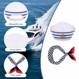 Yacht Captain Hat Sailor Hat and Scarf Set Sailor Hat Boat Cap Navy Rock Costume for Women Men Captains Dressing up