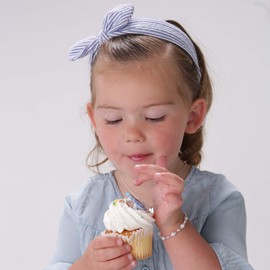 Precious Pieces Girls Luxury Sterling Silver Bracelet for Little Girls with Cultured Pearls and Lavender High-End Crystals and Heart Charm (5-10 years)