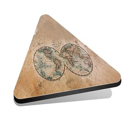 1x Triangle MDF Magnet 6cm - Vintage World Map Travel Adventure - Fridge Locker Office Whiteboard Toolbox #170369