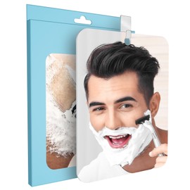 LEAOCAAO Shower Mirror Fogless, 7.8In x 9.8In Fogless Mirror for Shower, Shower Mirror Fogless for Shaving with 1 Adhesive Hooks, Bathroom Shatterproof Shaving Mirror for Men Shaving in Shower