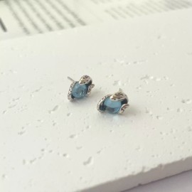Unbranded 925 Silver Plated Blue Snake Eyes Stud Earrings for Men Women,Unisex Earrings