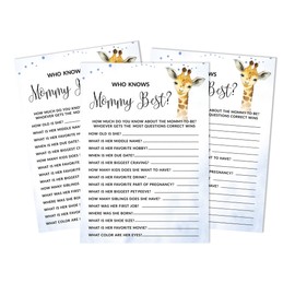 Inkdotpot 50 Pack Who said it Knows Mommy Best Baby Shower Game Cards Giraffe Jungle Animals Fun Activity Cards