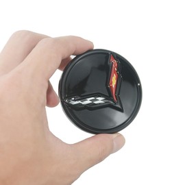 1Pc 2014+ C7 Corvette Stingray Center Caps w/Crossed Flag Logo Trim Set 23217059 (Black)
