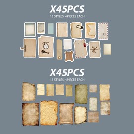 90 Retro Diary Stickers, Scrapbook Stickers, Parchment Style Stickers, Book Stickers, Material Decorative Stickers, Photo Albums, scrapbooks, Magazine Accessories