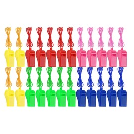 Set de 24 Silbatos Deportivos con Cordón, Multicolor, Plástico, 4.5 cm, para Árbitros, Niños, Deportes y Emergencias