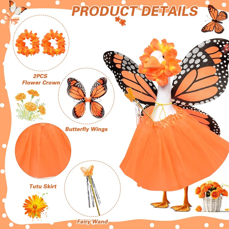 5 Pcs Butterfly Porch Goose Outfits for 17'' 23'' Lawn