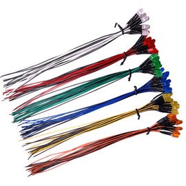 YIXISI 60 PCS 5mm LED Diodes Light 6 Colors (Each Color 10 PCS) with Diffused Colored Lens, Ultra Bright 12V 20cm Pre Wired, Orange/White/Red/Blue/Green/Yellow