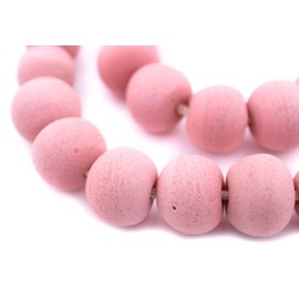 TheBeadChest Jumbo Opaque Pink Recycled Glass Beads 27mm Ghana African Sea Glass Round Large Hole 32 Inch Strand Handmade Fair Trade