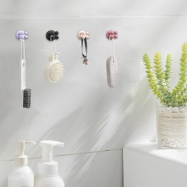 4Pcs Silicone Toothbrush Holders for Bathrooms,Waterproof Self Adhesive Multifunctional Hook for Hanging Towel Key Plug Cable for Bathroom Kitchen Living Room Office Mixed1