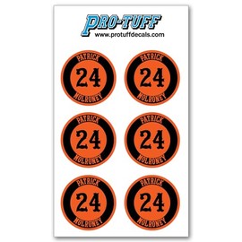 Bat Knob Decals for Baseball Softball Traditional Old Fashioned Letters Number Bats Handle Stickers Set of 4 (Orange/Black)