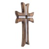 Wooden Wall Cross Rustic Finish Decorative Spiritual Art Sculpture 12”