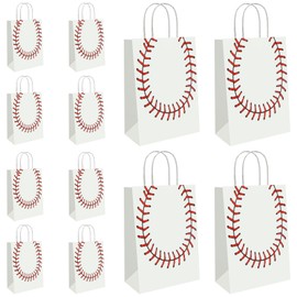 Baseball Gift Bags with Handles 12PCS, Sports Theme Baseball Party Favor Bags for Kids Adult Team - Goodie Candy Snack Treat Paper Bags for Birthday Party Baby Shower Sport Games Day Supplies